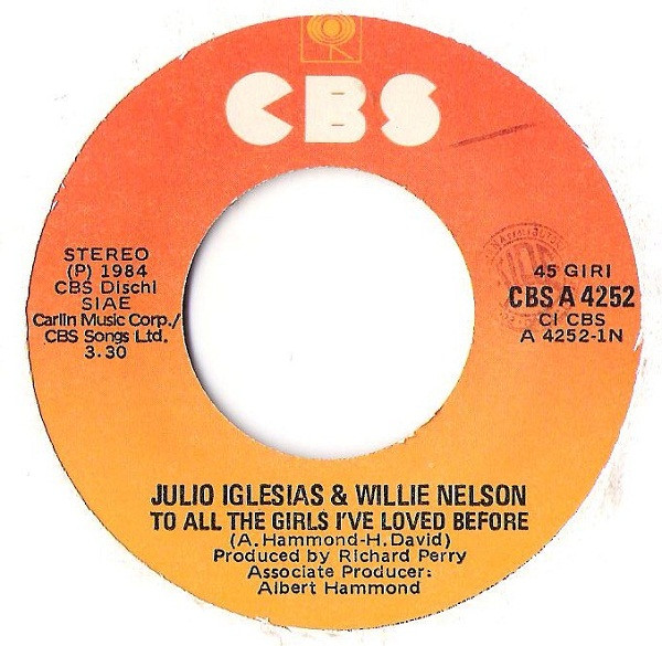 Julio Iglesias & Willie Nelson - To All The Girls I've Loved Before | CBS (CBS A 4252) - 3 Julio Iglesias & Willie Nelson - To All The Girls I've Loved Before | CBS (CBS A 4252) - 3