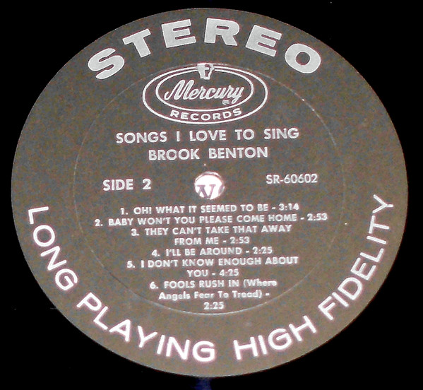 Brook Benton - Songs I Love To Sing | Mercury (SR 60602) - 4 Brook Benton - Songs I Love To Sing | Mercury (SR 60602) - 4