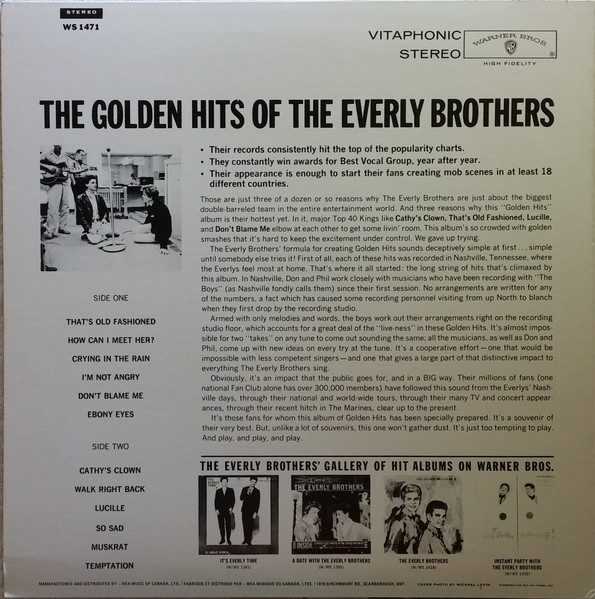 Everly Brothers - The Golden Hits Of | Warner Bros. Records (WS 1471) - 2 Everly Brothers - The Golden Hits Of | Warner Bros. Records (WS 1471) - 2