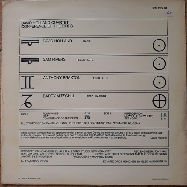 David Holland Quartet - Conference Of The Birds | ECM Records (ECM 1027 ST) - 2 David Holland Quartet - Conference Of The Birds | ECM Records (ECM 1027 ST) - 2