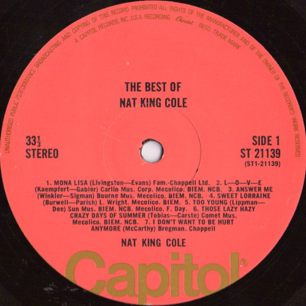 Nat King Cole - The Best Of Nat King Cole | Capitol Records (ST 21139) - 3 Nat King Cole - The Best Of Nat King Cole | Capitol Records (ST 21139) - 3