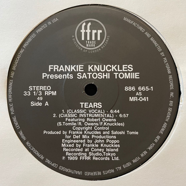 Frankie Knuckles Presents Satoshi Tomiie - Tears | FFRR (886 665-1) - 3