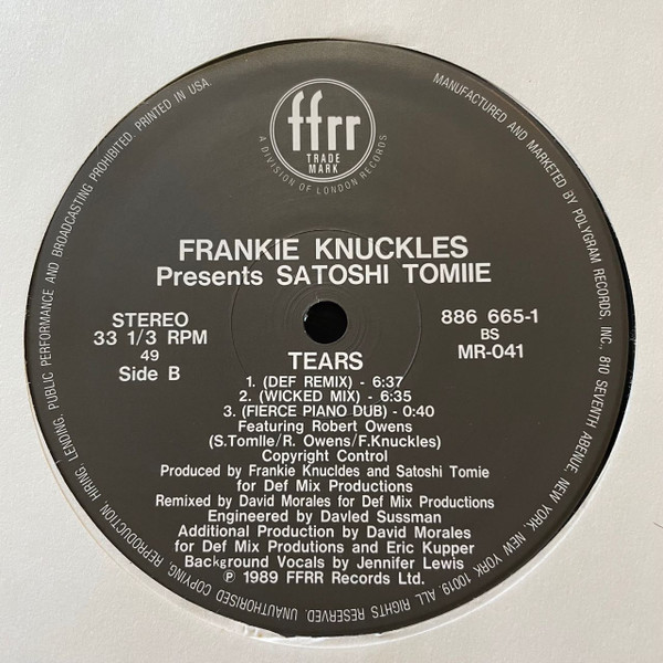 Frankie Knuckles Presents Satoshi Tomiie - Tears | FFRR (886 665-1) - 4