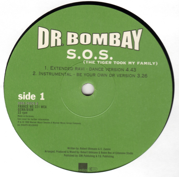 Dr. Bombay - S.O.S. (The Tiger Took My Family) | WEA (3984-24929-0) - 3 Dr. Bombay - S.O.S. (The Tiger Took My Family) | WEA (3984-24929-0) - 3