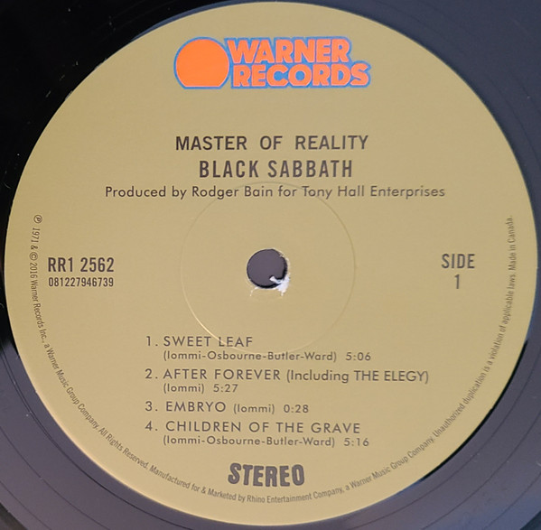 Black Sabbath - Master Of Reality | Warner Records (RR1 2562) - 4 Black Sabbath - Master Of Reality | Warner Records (RR1 2562) - 4