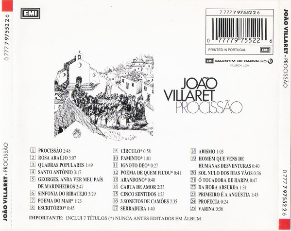João Villaret - Procissão | EMI-Valentim De Carvalho, Música Lda. (0 777 7 97552 2 6) - 4
