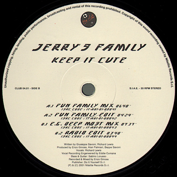 Jerry's Family - Keep It Cute | Nitelite The Club Records (CLUB 04-01) - 2