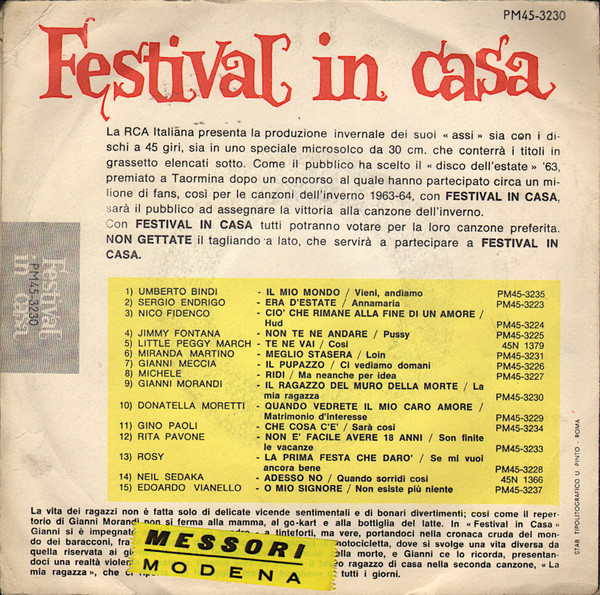Gianni Morandi - Il Ragazzo Del Muro Della Morte | RCA Italiana (PM45 - 3230) - 2 Gianni Morandi - Il Ragazzo Del Muro Della Morte | RCA Italiana (PM45 - 3230) - 2