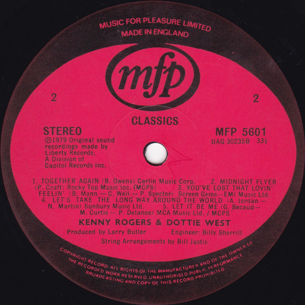Kenny Rogers & Dottie West - Classics | Music For Pleasure (MFP 5601) - 4