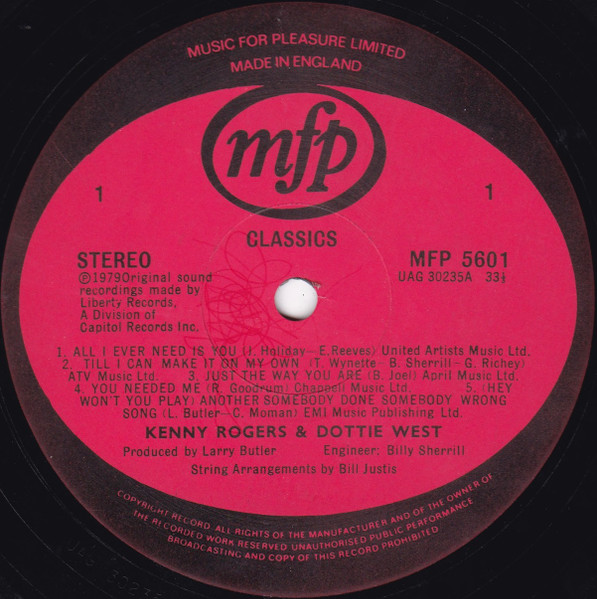 Kenny Rogers & Dottie West - Classics | Music For Pleasure (MFP 5601) - 3