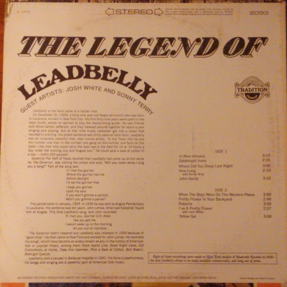 Leadbelly - The Legend Of Leadbelly | Tradition Everest (2093) - 2 Leadbelly - The Legend Of Leadbelly | Tradition Everest (2093) - 2