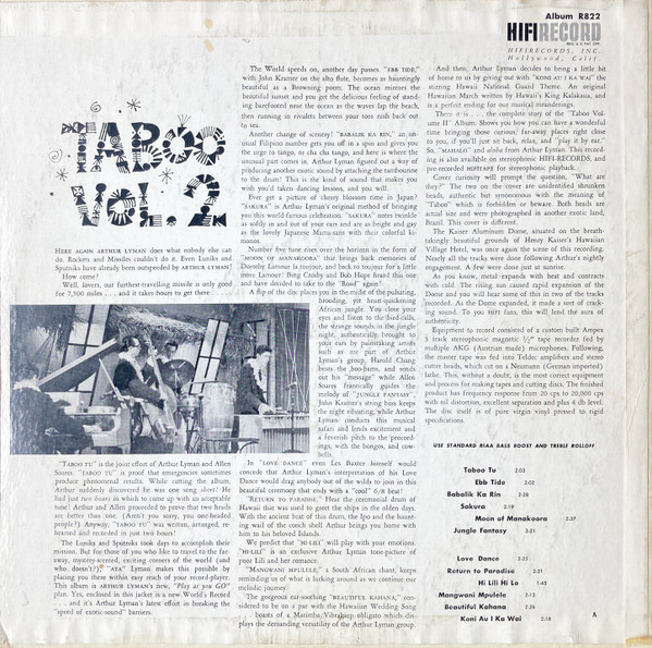 Arthur Lyman - Taboo Vol. 2 | HiFi Records (R822) - 2 Arthur Lyman - Taboo Vol. 2 | HiFi Records (R822) - 2