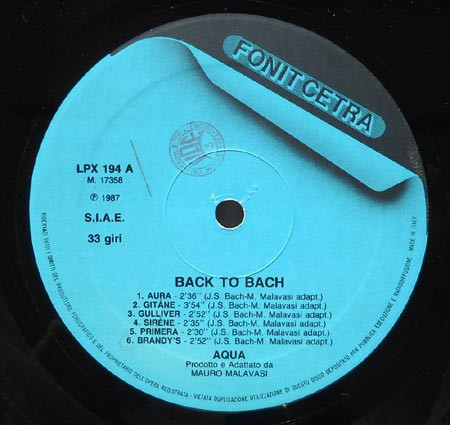 Aqua - Back To Bach | Fonit Cetra (LPX 194) - 2