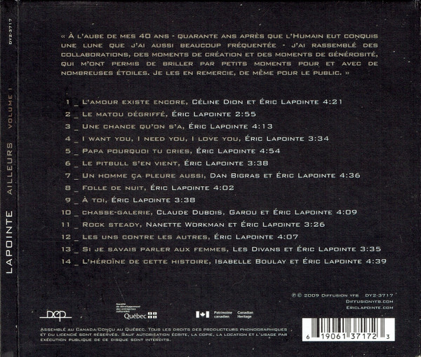 Éric Lapointe - Ailleurs Volume 1 | Diffusion YFB (DY2-3717) - 2 Éric Lapointe - Ailleurs Volume 1 | Diffusion YFB (DY2-3717) - 2
