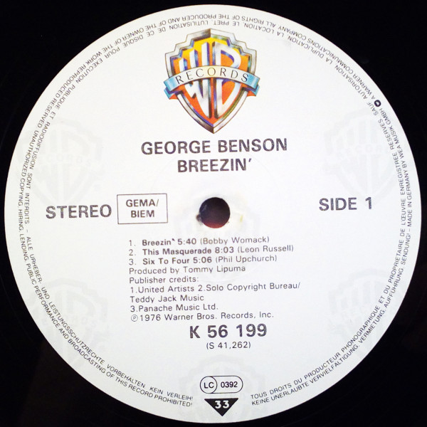 George Benson - Breezin' | Warner Bros. Records (K 56 199) - 3