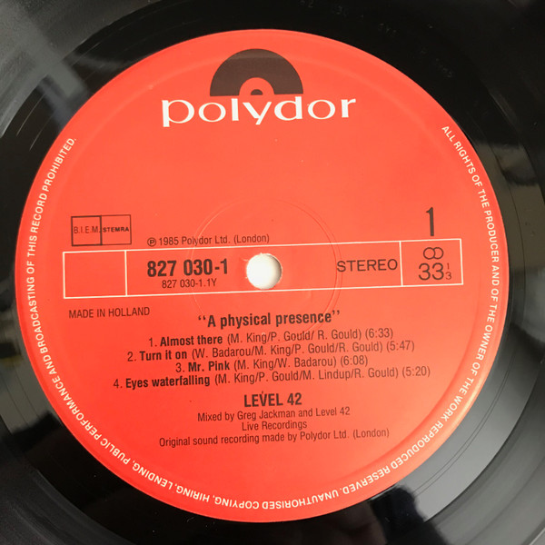 Level 42 - A Physical Presence | Polydor (825 677-1) - 3 Level 42 - A Physical Presence | Polydor (825 677-1) - 3