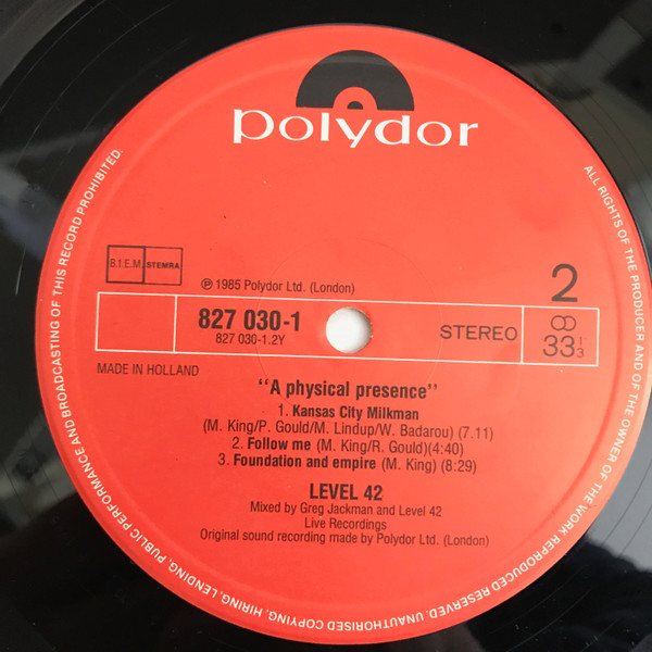 Level 42 - A Physical Presence | Polydor (825 677-1) - 4 Level 42 - A Physical Presence | Polydor (825 677-1) - 4