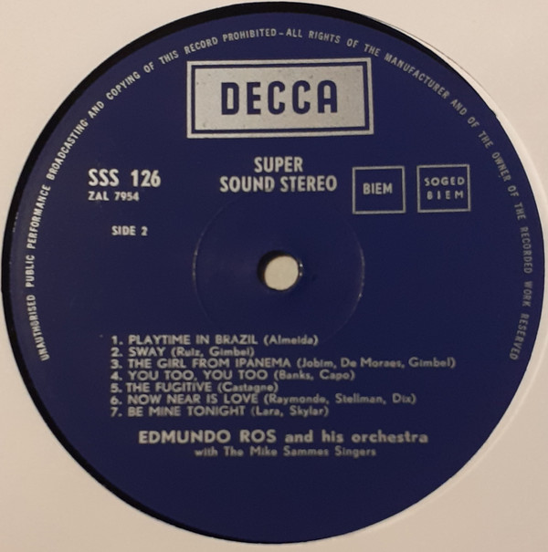Edmundo Ros & His Orchestra With Mike Sammes Singers - Sing And Dance With Edmundo Ros | Decca (SSS.126) - main