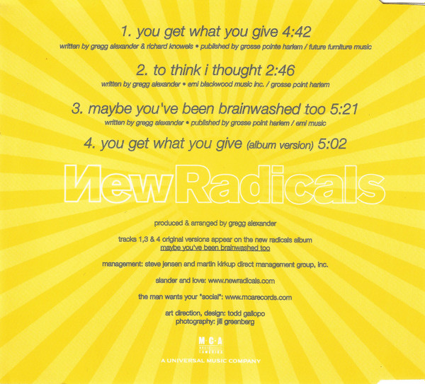 New Radicals - You Get What You Give | MCA Records (mcd-49093) - 4 New Radicals - You Get What You Give | MCA Records (mcd-49093) - 4