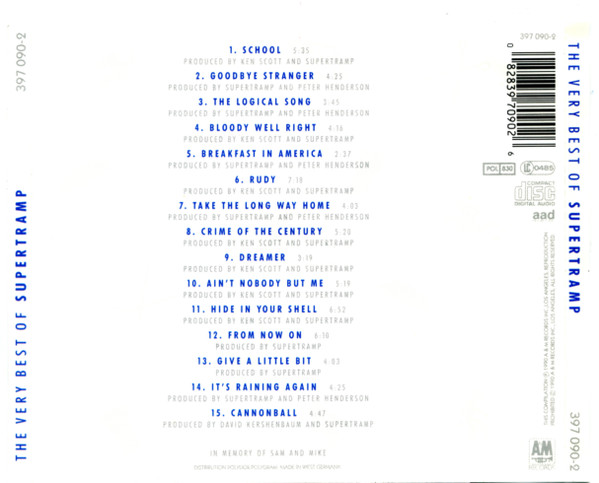 Supertramp - The Very Best Of Supertramp | A&M Records (397090-2) - 3
