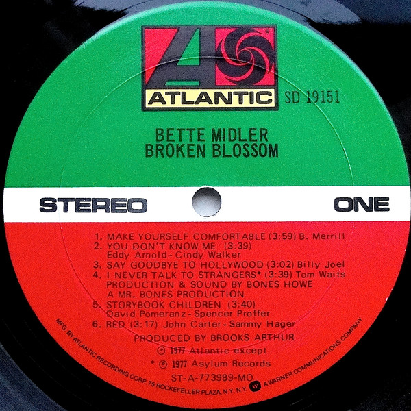 Bette Midler - Broken Blossom | Atlantic (SD 19151) - 3 Bette Midler - Broken Blossom | Atlantic (SD 19151) - 3