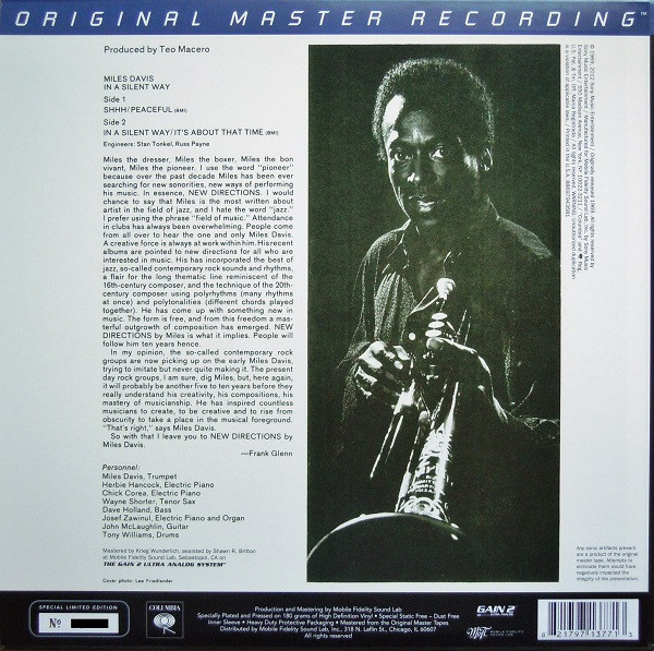 Miles Davis - In A Silent Way | Mobile Fidelity Sound Lab (MFSL 1-377) - main