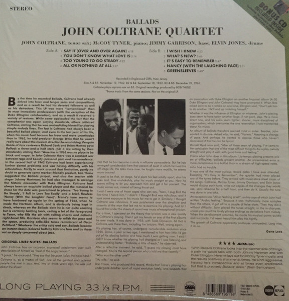 The John Coltrane Quartet - Ballads | Groove Replica (77027) - 2