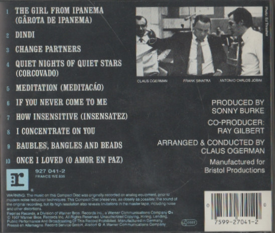 Frank Sinatra & Antonio Carlos Jobim Arranged And Conducted By Claus Ogerman - Francis Albert Sinatra & Antonio Carlos Jobim | Reprise Records (7599-27041-2) - 2
