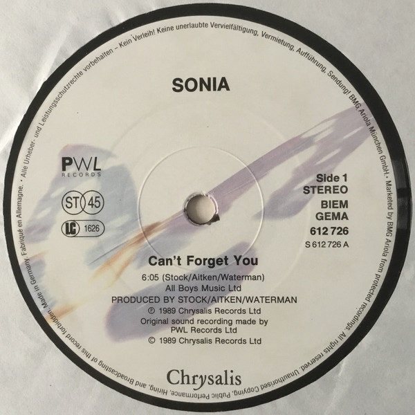 Sonia - Can't Forget You | Chrysalis (612726) - 3 Sonia - Can't Forget You | Chrysalis (612726) - 3