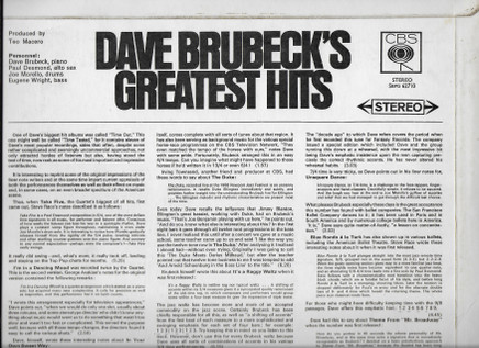 Dave Brubeck - Dave Brubeck's Greatest Hits | CBS (SBPG 62710) - 2