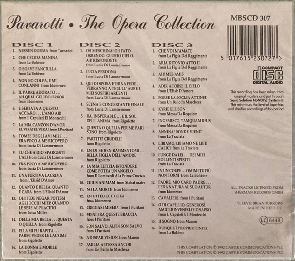 Luciano Pavarotti - The Opera Collection | Castle Communications (MBSCD 307) - 3