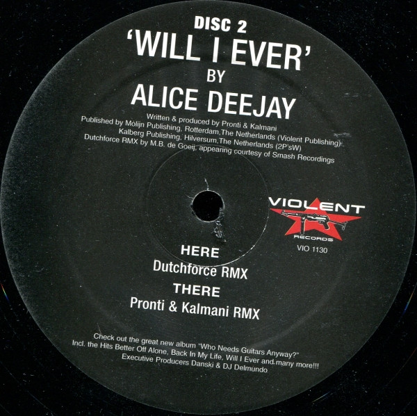 Alice Deejay - Will I Ever (Disc 2) | Violent Records (VIO 1130)