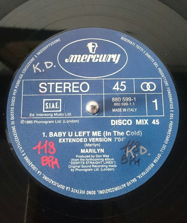 Marilyn - Baby U Left Me (In The Cold) | Mercury (880 599-1) - 2 Marilyn - Baby U Left Me (In The Cold) | Mercury (880 599-1) - 2