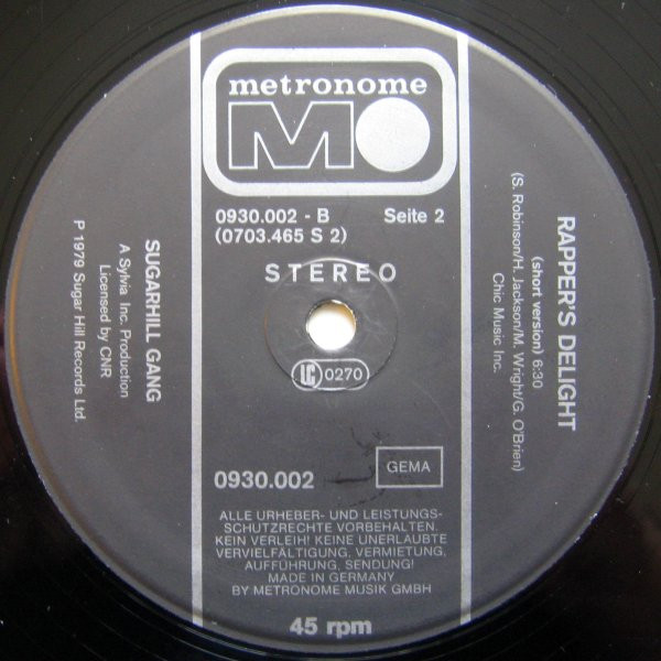 Sugarhill Gang - Rapper's Delight | Metronome (0930.002) - 4 Sugarhill Gang - Rapper's Delight | Metronome (0930.002) - 4