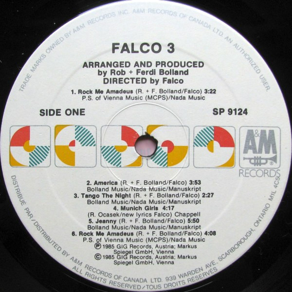 Falco - Falco 3 | A&M Records (SP 9124) - 2