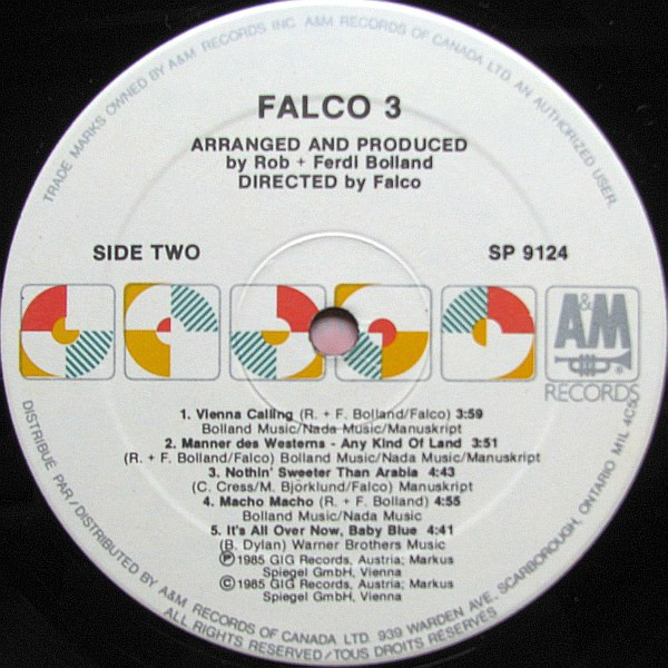 Falco - Falco 3 | A&M Records (SP 9124) - 3