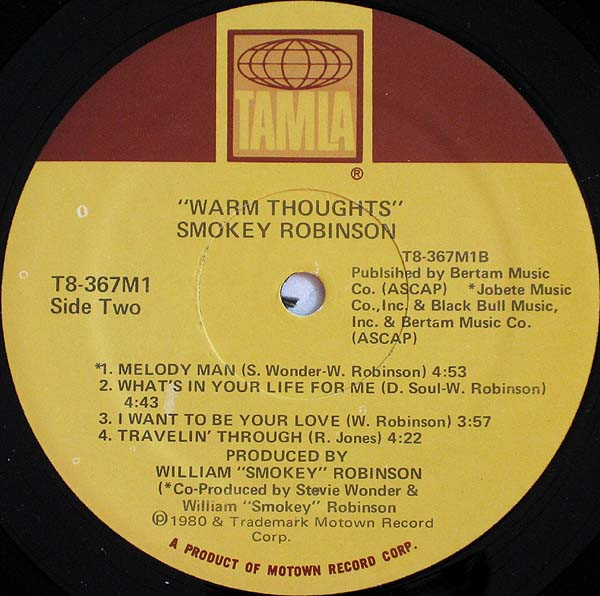 Smokey Robinson - Warm Thoughts | Tamla (T8-367M1) - 3