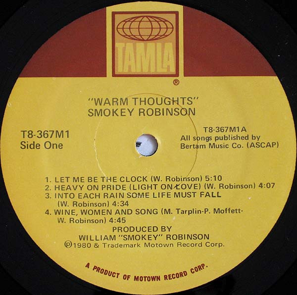 Smokey Robinson - Warm Thoughts | Tamla (T8-367M1) - 2