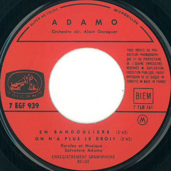 Adamo - En Bandoulière | La Voix De Son Maître (EGF 939) - 3