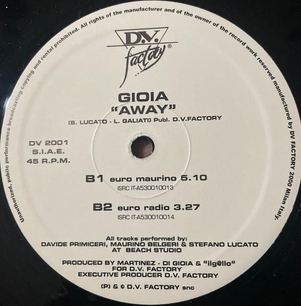 Gioia - Away | D.V. Factory (DV 2001) - 2