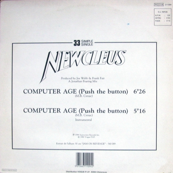 Newcleus - Computer Age (Push The Button) | Sunnyview (311094) - 2