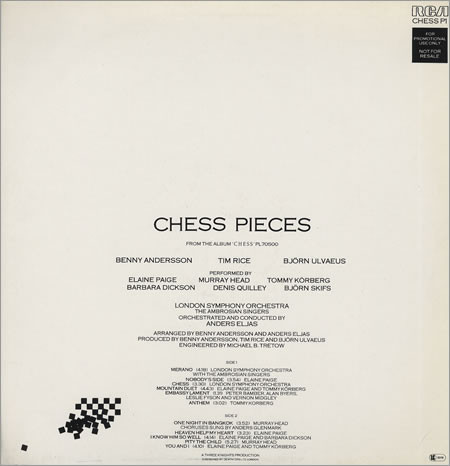 Benny Andersson , Tim Rice , Björn Ulvaeus - Chess Pieces (Special Airplay Sampler) | RCA (CHESS P1) - 2 Benny Andersson , Tim Rice , Björn Ulvaeus - Chess Pieces (Special Airplay Sampler) | RCA (CHESS P1) - 2