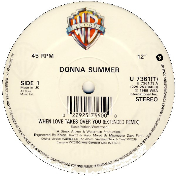 Donna Summer - When Love Takes Over You (12") [Vinyl] | Warner Bros. Records (U7361T) - 2