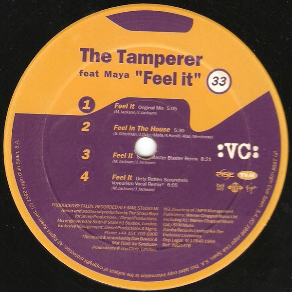 The Tamperer Feat Maya - Feel It | VC Recordings (8951376) - 2