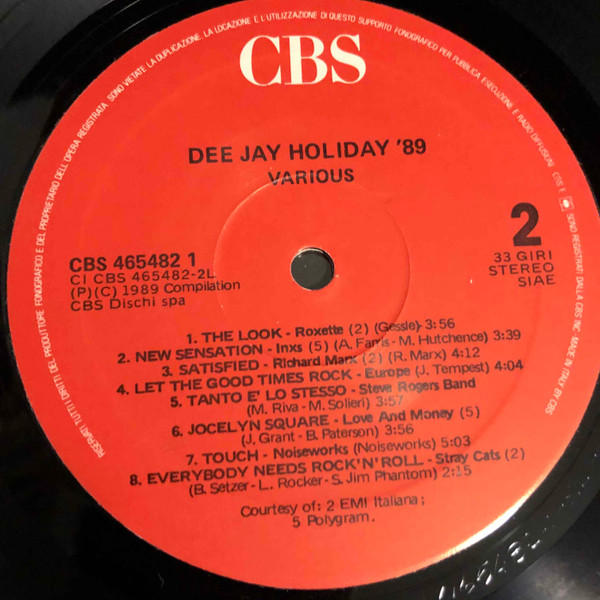 Various - Deejay Holiday 89 | CBS (CBS 465482 1) - 2