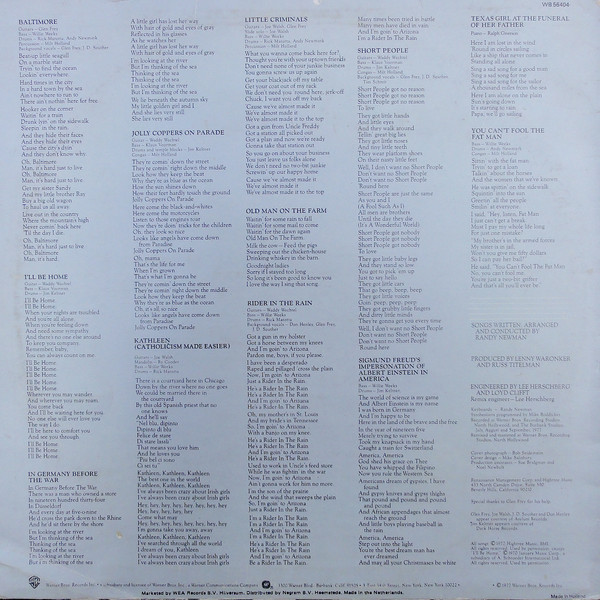 Randy Newman - Little Criminals | Warner Bros. Records (WB 56404) - 2 Randy Newman - Little Criminals | Warner Bros. Records (WB 56404) - 2
