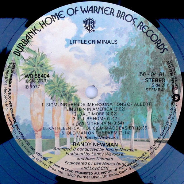 Randy Newman - Little Criminals | Warner Bros. Records (WB 56404) - 4 Randy Newman - Little Criminals | Warner Bros. Records (WB 56404) - 4