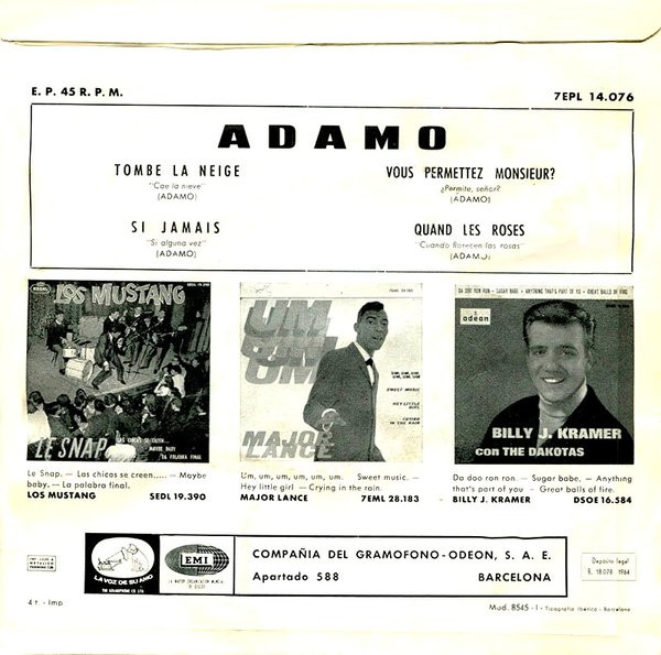 Adamo - Quand Les Roses | La Voz De Su Amo (7EPL 14.076) - 2 Adamo - Quand Les Roses | La Voz De Su Amo (7EPL 14.076) - 2