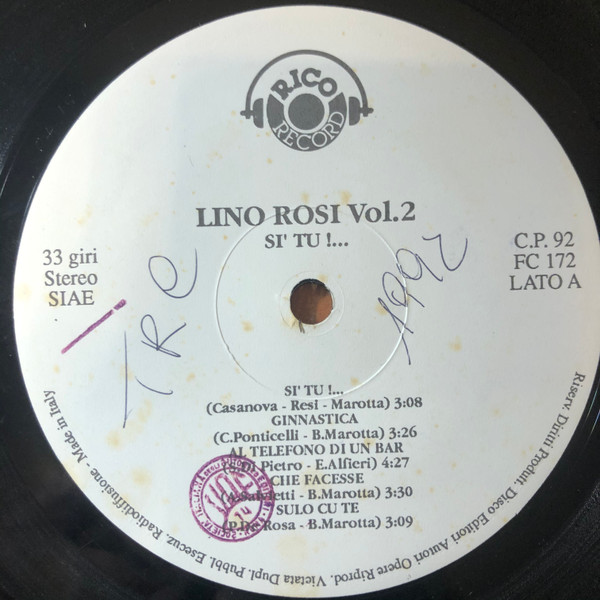 Lino Rosi - Si' Tu !.... (Vol. 2) | Rico Record Sound (FC 172) - 3 Lino Rosi - Si' Tu !.... (Vol. 2) | Rico Record Sound (FC 172) - 3