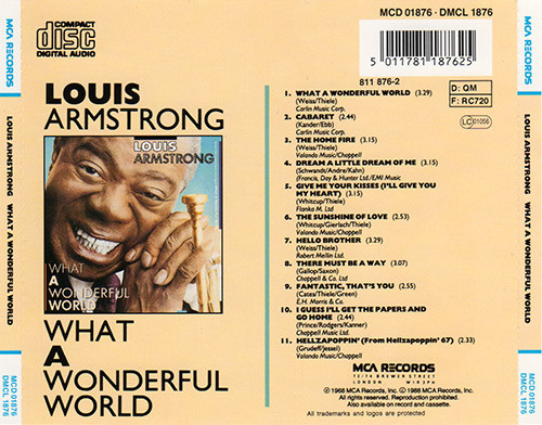 Louis Armstrong - What A Wonderful World | MCA Records (MCD 01876) - main